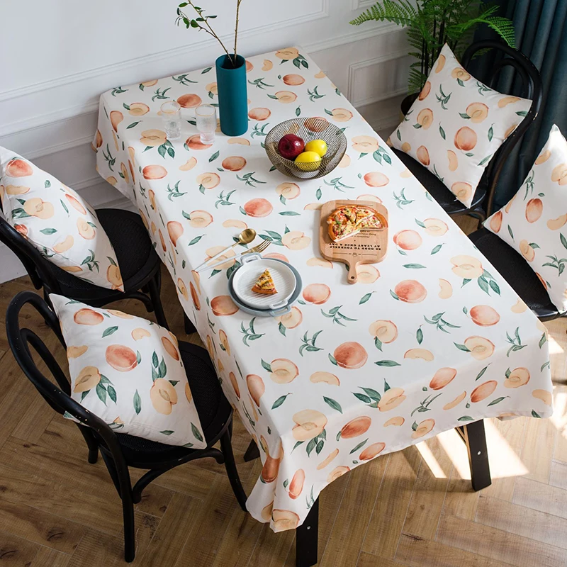 Водонепроницаемая ткань маленькая прямоугольная скатерть скандинавский персиковый узор печать обеденный стол покрытие для украшения стола дома - Цвет: Белый