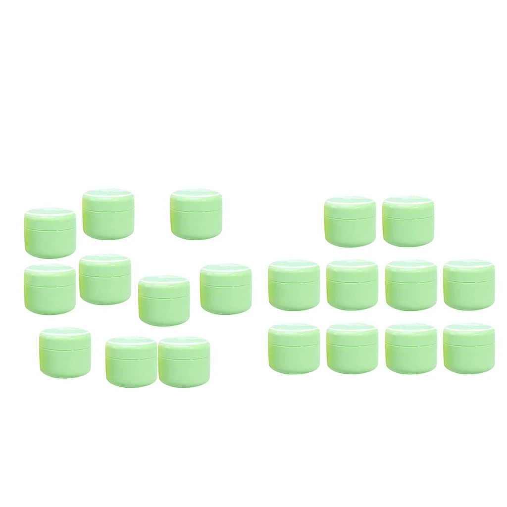 20pcs Empty Jars with Lids , Refillable BPA-Free Plastic Container Refillable Round Makeup Containers for Cosmetics - Green