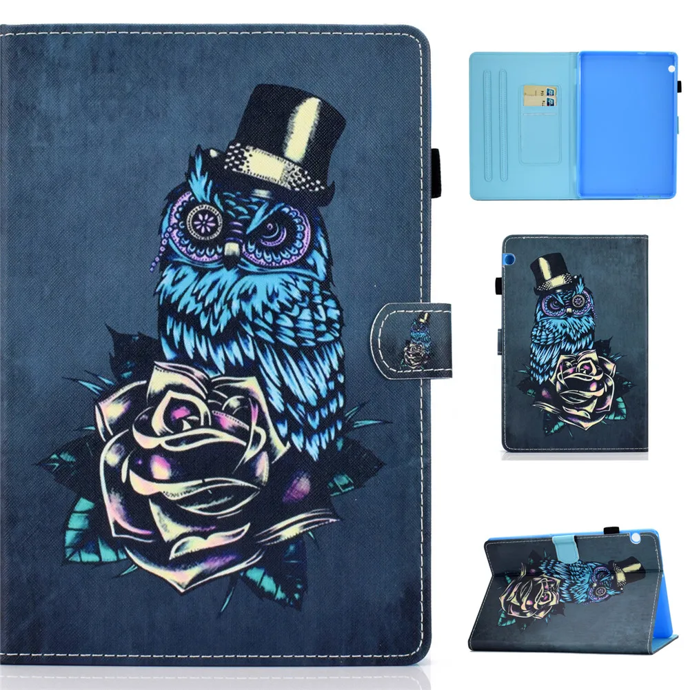Owl Противоударный защитный чехол для планшета huawei Mediapad T5 10 10," AGS2-W09 AGS2-L09 чехол из искусственной кожи с принтом откидная крышка-подставка - Цвет: Owl