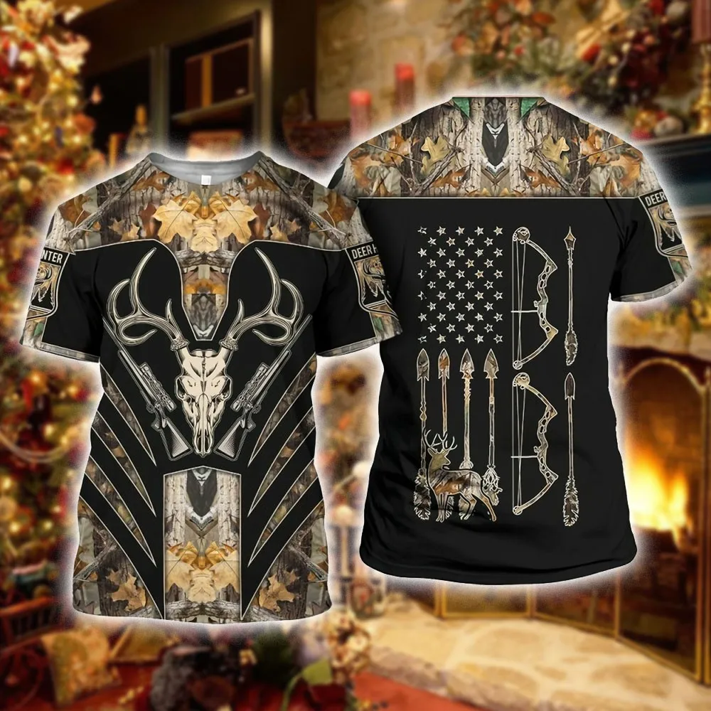 

2020 New Hunter T-Shirt 3D Print Men's Outdoor Sports Hunting Popular Deer Hunting Short Sleeve Oversize Wholesale Discount