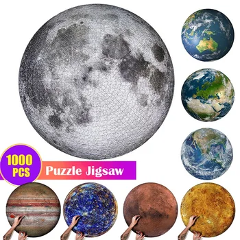 

Round Puzzle Moon/ Earth Puzzle 1000 Pieces Difficult For Adult Kids Planets Puzzle Toys Educational