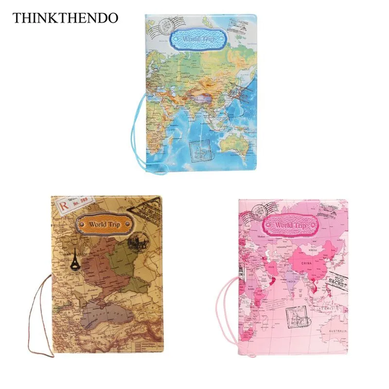 

Travel Passport Holder Ticket Document Protector Cover ID Card Case World Map