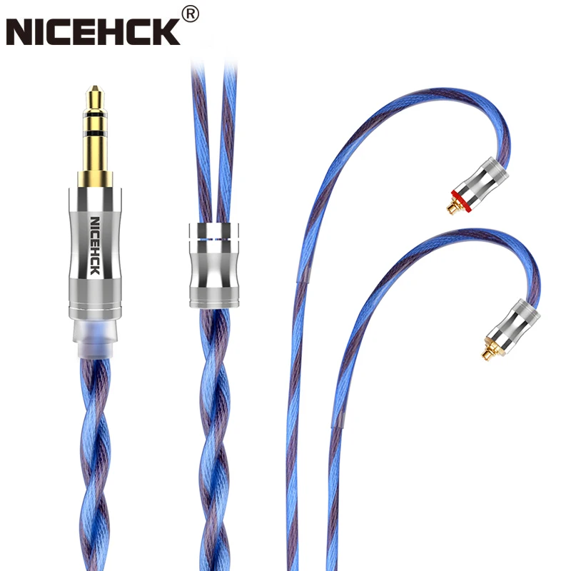 NiceHCK BlueIsland 5N Litz high-end OCC Silver Plated Coaxial Headset Cable 3.5/2.5/4.4mm MMCX/QDC/2Pin for ST-10S EBX21 Mojito