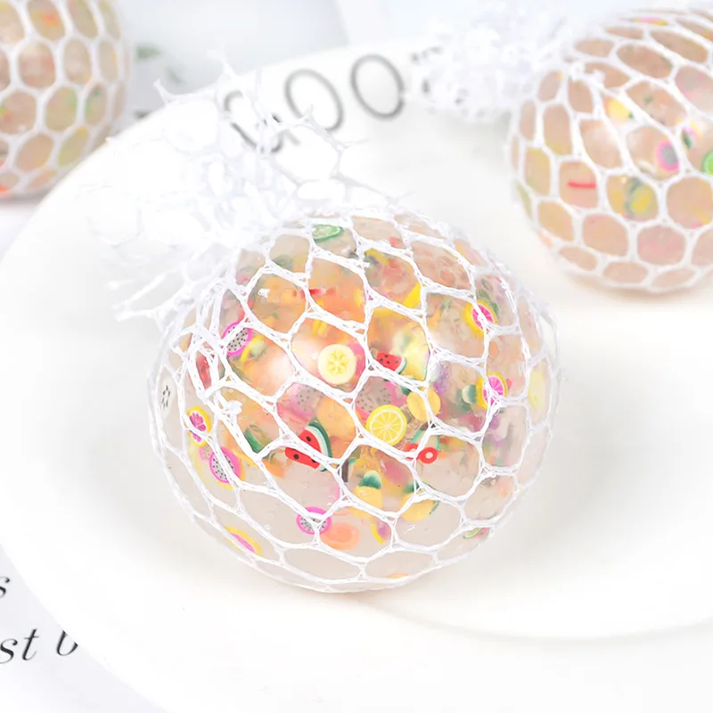 6cm Anti-Stress Squishy Ball Funny Fruit Slice Grape Squeeze Mood Autism Kids Adult Play Vent Toys For Gift