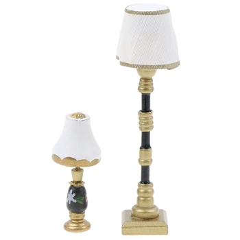 

New 2 styles Modern Design Mini Floor Lamp Light Model With White Light Cover For 1/12 Scale Dollhouse Accessory