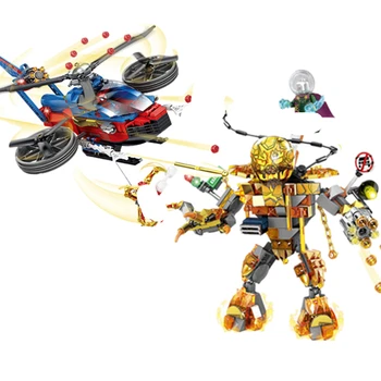 

2020 NEW Super Hero Spiderman Molten Man Battle Endgam Mech robot Armor marvel Building Blocks Sets Bricks Kids Kits Ideas Tron