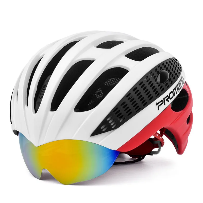 Windproof Bicycle cycling Helmet mtb bike Helmets with Rear light& Goggles capacete ciclismo casco ciclismo safety caps - Цвет: COLOR H