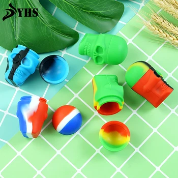 

15ml Silicone Wax Container Skull Shape Heat Resistant Multi Use Storage Oil Jar Multicolor for Electronic cigarette