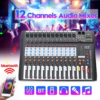 

bluetooth 12 Channels Sound Mixing Console Record 48V Phantom Power Monitor AUX Paths Plus Effects Digital Audio Mixer with USB
