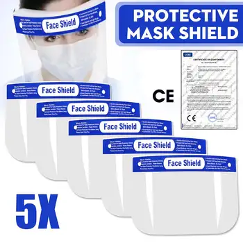

5pcs Anti Droplet Full Face Shield Covering Mask Safety Protection Transparent Lens Visor Shield Splash-proof Bacteria Blocking