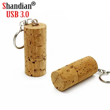 

SHANDIAN USB 3.0 Wooden cork USB flash drive wood bottle plug pendrive 4G 8GB 16GB 32GB 64GB with keychain Logo customized