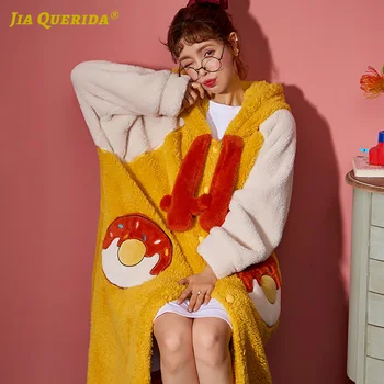 

Flannel Printing Soft Woman Clothes Long Sleeve Winter Homerobe Night Robe Fashion Style Casual Style Ladies Yukata Kimono