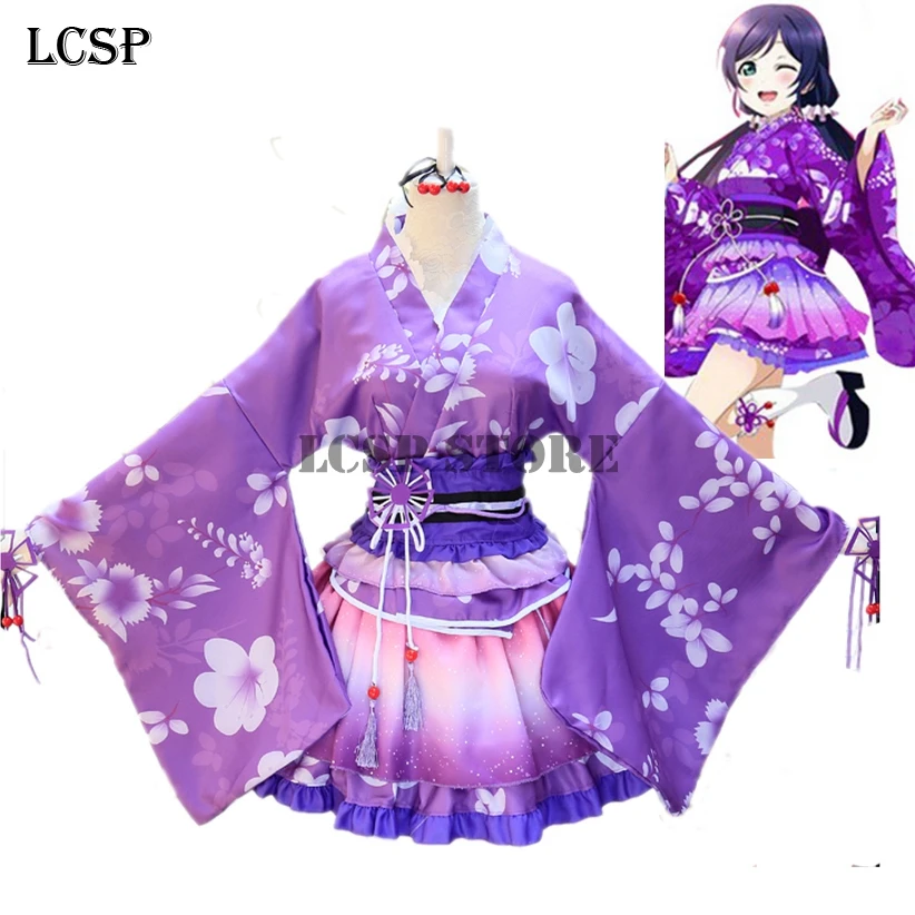 

LCSP LoveLive! Nozomi Tojo Yukata Cosplay Costume Japanese Anime love live Kimono Uniform Full Set Outfit Clothes