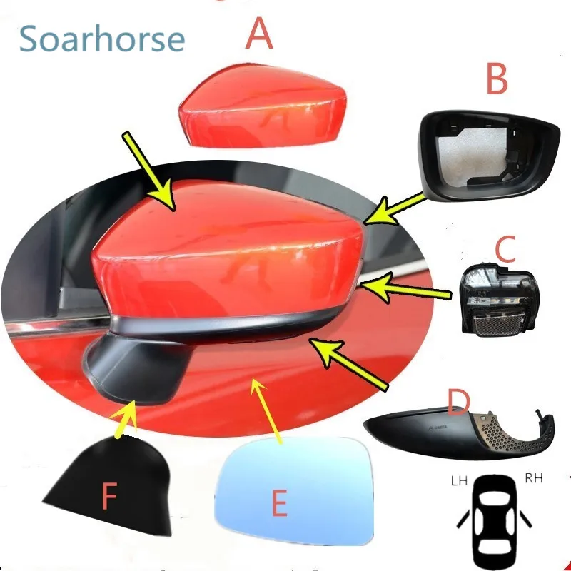

For Mazda 3 Axela 2014 2015 2016 Car Side Mirror Housing Cover Rearview mirror light mirror glass Frame