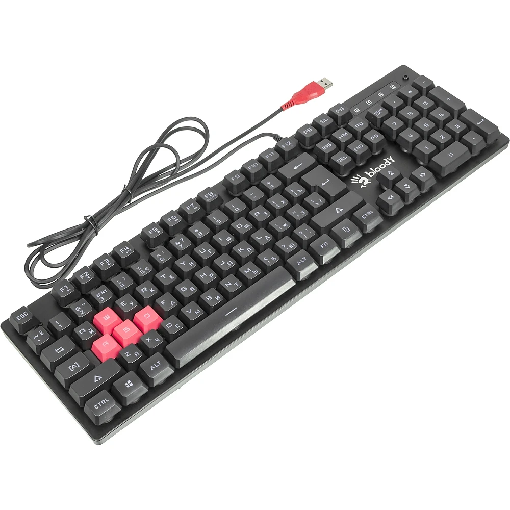 Клавиатура A4 Bloody B160N черный USB for gamer LED
