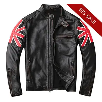 

2020 Vintage Brown Men Slim Fit Biker's Leather Jacket Plus Size XXXXL Genuine Cowhide Russian Autumn Motorcycle Leather Coat