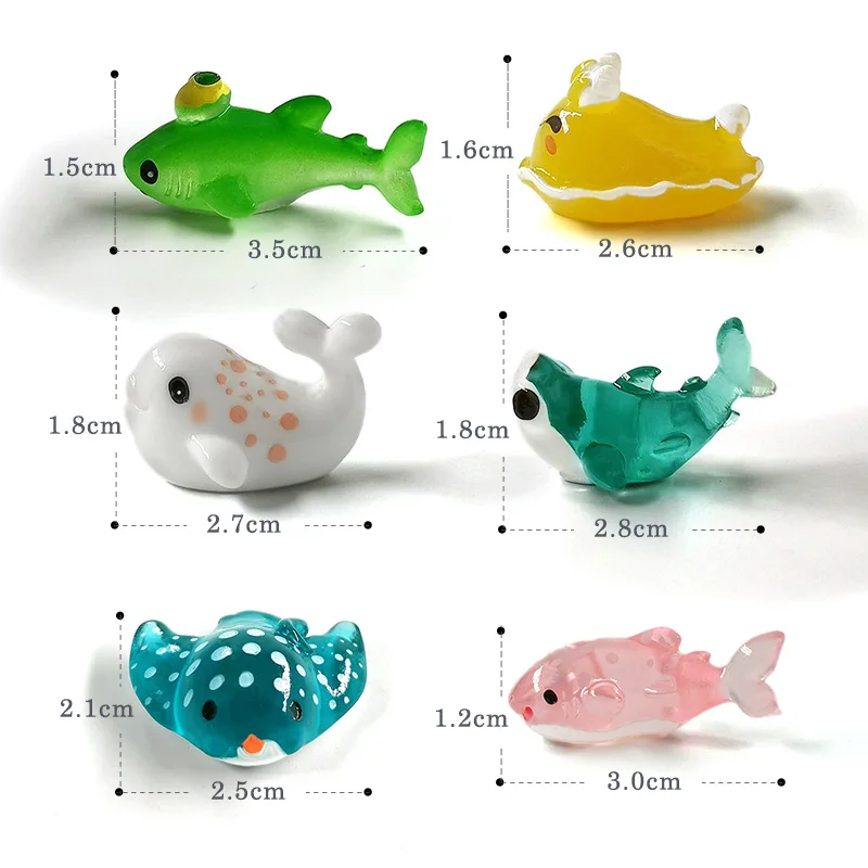 Shark Whale Turtle Dolphin Sea Fish Figurine Model Home Decor Aquarium Miniature Fairy Garden Accessories