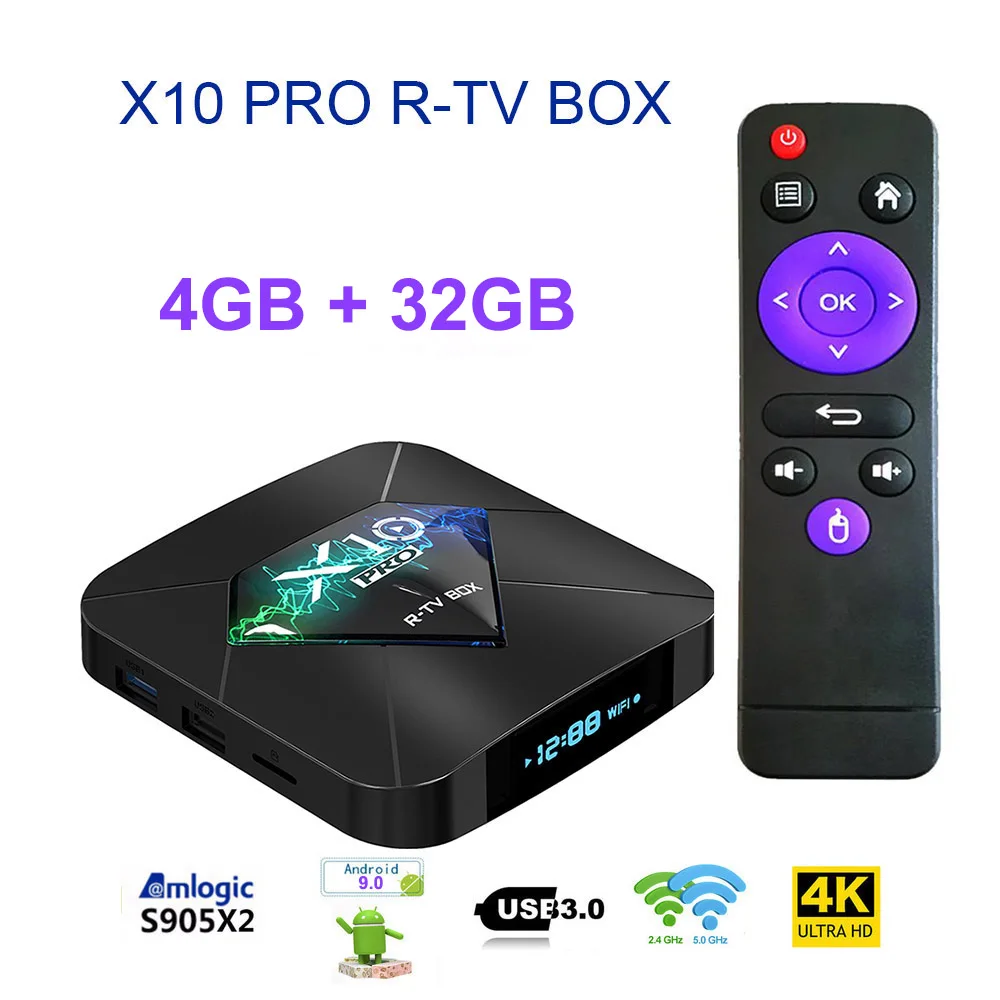 RAM 4GB ROM 32GB X10 Pro Android 9,0 Smart tv BOX S905X2 DDR 4 GB 32GB 64GB 2,4G 5GHz Wifi Поддержка USB3.0 BT4.0 4K 3D Netflix Android ТВ-плеер - Цвет: RAM 4GB ROM 32GB