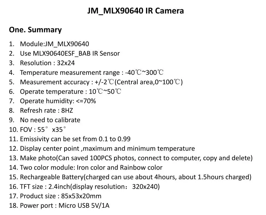 MLX90640 Camera INFO