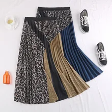Винтажная зимняя леопардовая цветная плиссированная юбка средней длины трапециевидной формы, теплая шерстяная юбка для женщин, женские юбки, женские юбки saia saias