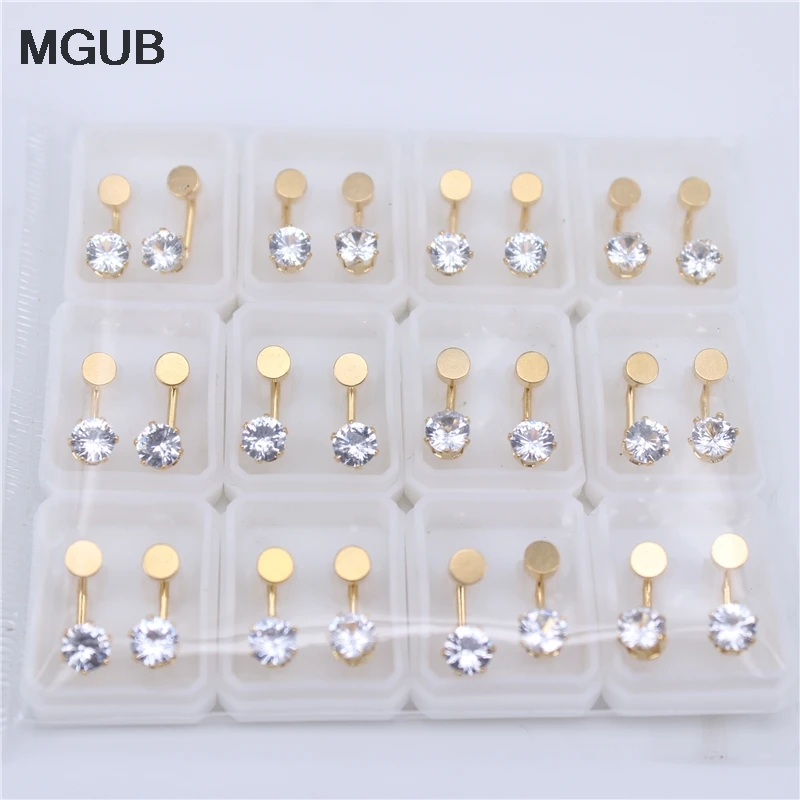 

High quality 2019 New Stainless Steel fashion Jewelry 12 pairs/set Gold Color Cubic Zirconia Stud Earrings for Women ZN38
