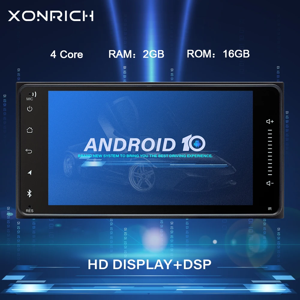 2 din Android 10 Универсальное автомобильное радио для Toyota Vios Crown Camry Hiace Previa Prado 120 150Corolla