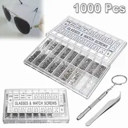 1000PCS/SET Portable Gadget Glasses Watch Repair Tool Tiny Screws Nut Assortment Kit WithTweezers Screwdriver