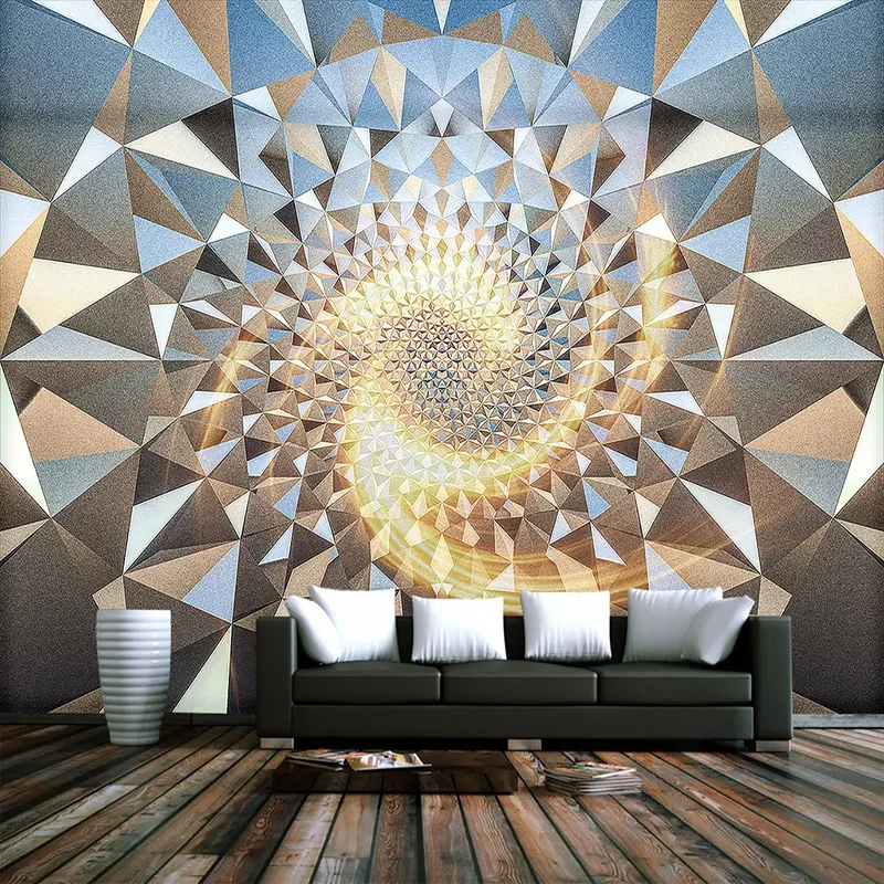 

Drop Shipping Custom Mural Wallpaper 3D Stereoscopic Space Abstract Geometric Pattern KTV Bar Photo Wallpaper For Bedroom Walls
