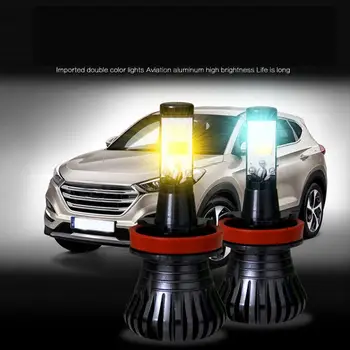 

2 Pcs Car Front Fog Lights H4 H8 H11 9005 9006 White And Yellow Two-Color Anti-Fog Lights Car Led Lights