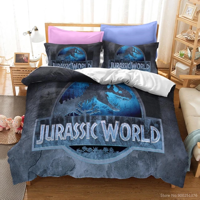 Juego de ropa de cama con estampado 3D de Jurassic World, edredón suave para el hogar, funda edredón para dormitorio _ - AliExpress