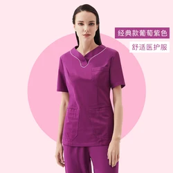 Enfermeira fêmea spa cor sólida magro estiramento perna calça hospital clínica médico esfrega vestido cirúrgico uniforme médico terno atacado