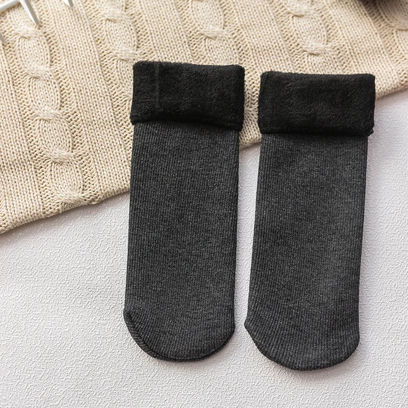 Зимние детские носки; Носки ярких цветов для девочек; теплые гольфы для малышей; бесшовные носки для подростков; детские рождественские носки - Цвет: Темно-серый