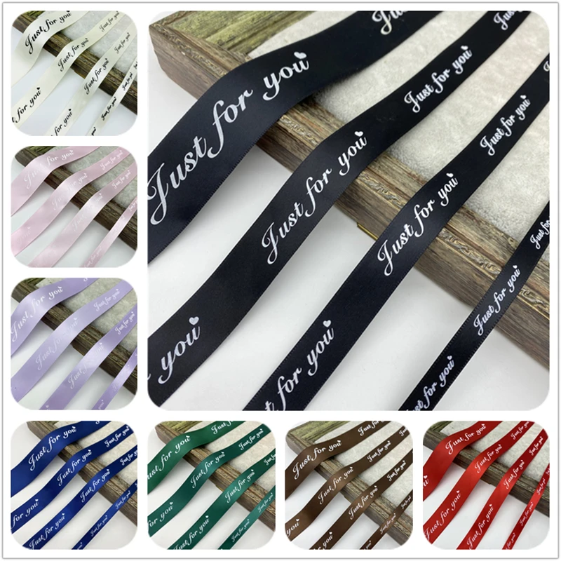 Printed "Just For You" Design Polyester Ribbon Romantic Gift Packaging Belt For Wedding Christmas Decoration 10/20/25/38mm ribbon decoration,ribbon supplies,christmas ribbon,wrapping ribbon,polyester ribbon