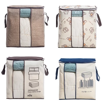 

4Pcs Foldable Storage Bag Organizers, Waterproof Anti-Mold Moisture Proof Clothes Storage For Blanket Comforter Bedding, Closet