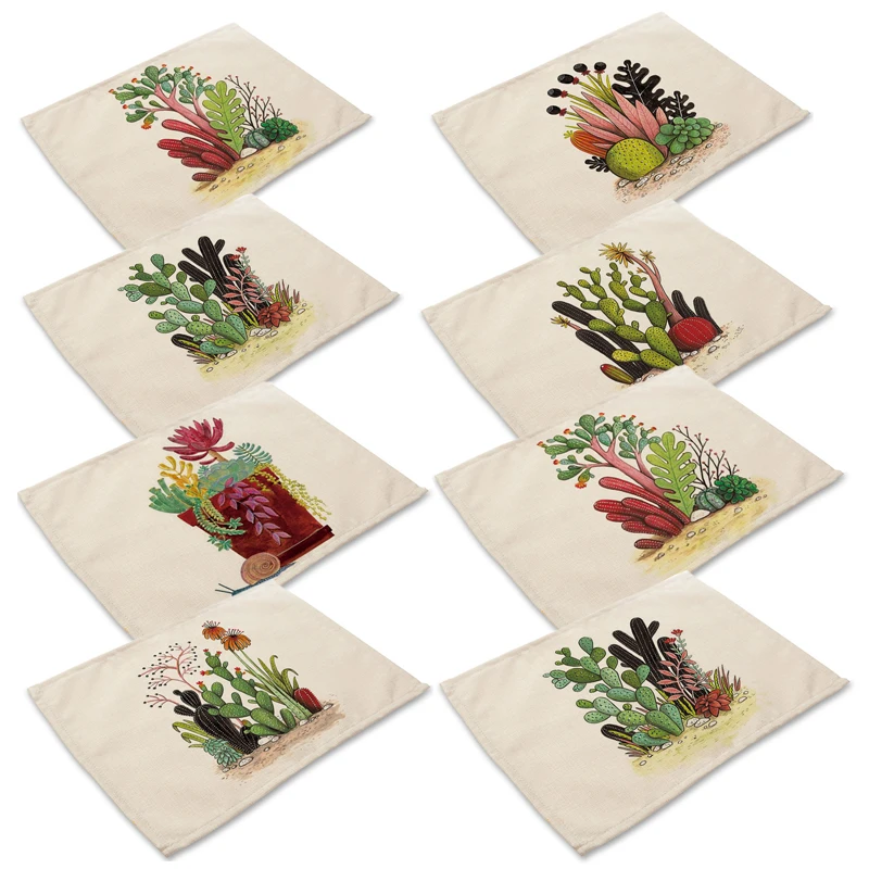 

Table Napkins Cactus Meaty Plants Printed Linen Cloth Dinner Table Deco Accessories Wedding Party Napkins Wholesale