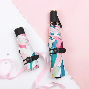 

Ultralight Sun Umbrella Women's Parasol Folding Sunny Umbrella Sunscreen Five-fold Umbrella Vinyl Mini Pocket Umbrella