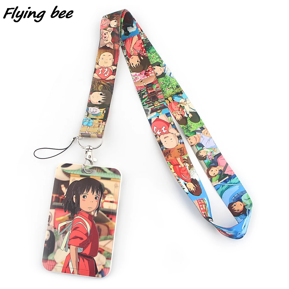 

Flyingbee X1375 Anime Girl Lanyard Card ID Holder Car KeyChain ID Card Pass Gym Mobile Phone Badge Kids Key Ring Holder Jewelry