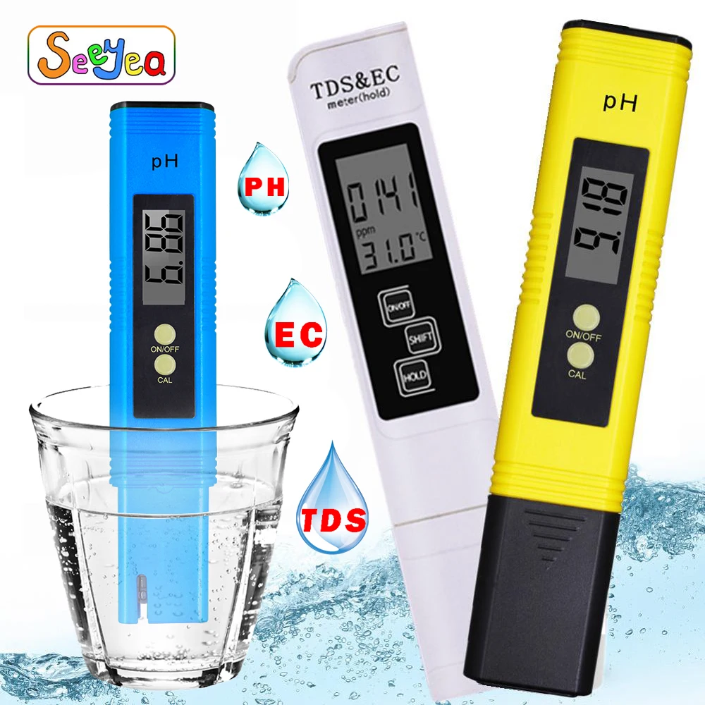 

Aquarium PH Meter Tester PH Meter Digital LCD Pen TDS Meter Digital Water Tester Digital 0.0-14.0 EC Tds PH Pool Tester Seeyea