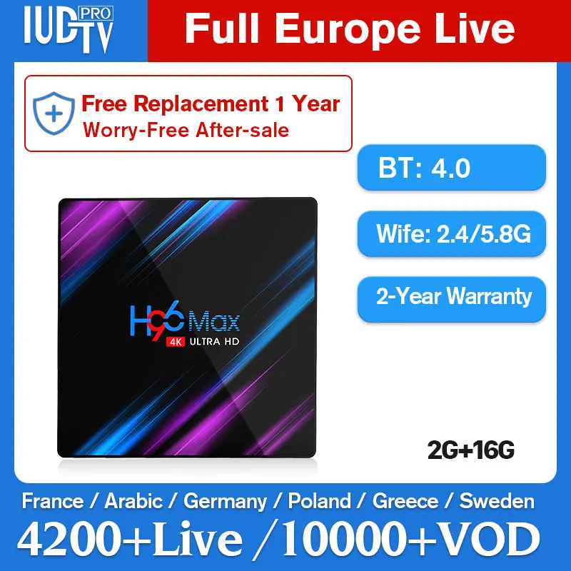 

Android IPTV France Belgium Sweden 9.0 H96 MAX 3318 smart IPTV box with 1 Year IUDTV PRO Dual-wifi Spain Netherlands IP TV box