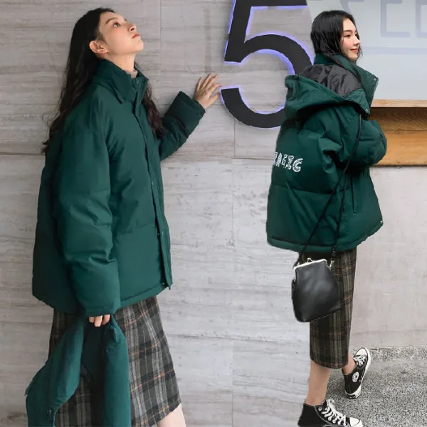 

Down Jacket Women's Korean-style New Style Thick Detachable Cap Students Short Loose-Fit Bread Cotton Coat
