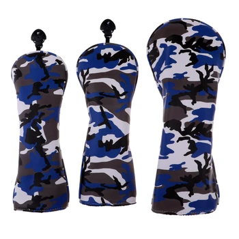 

3 Set 9 Pieces Sports Golf Club Headcover 460cc Driver Wood Head Covers Camo