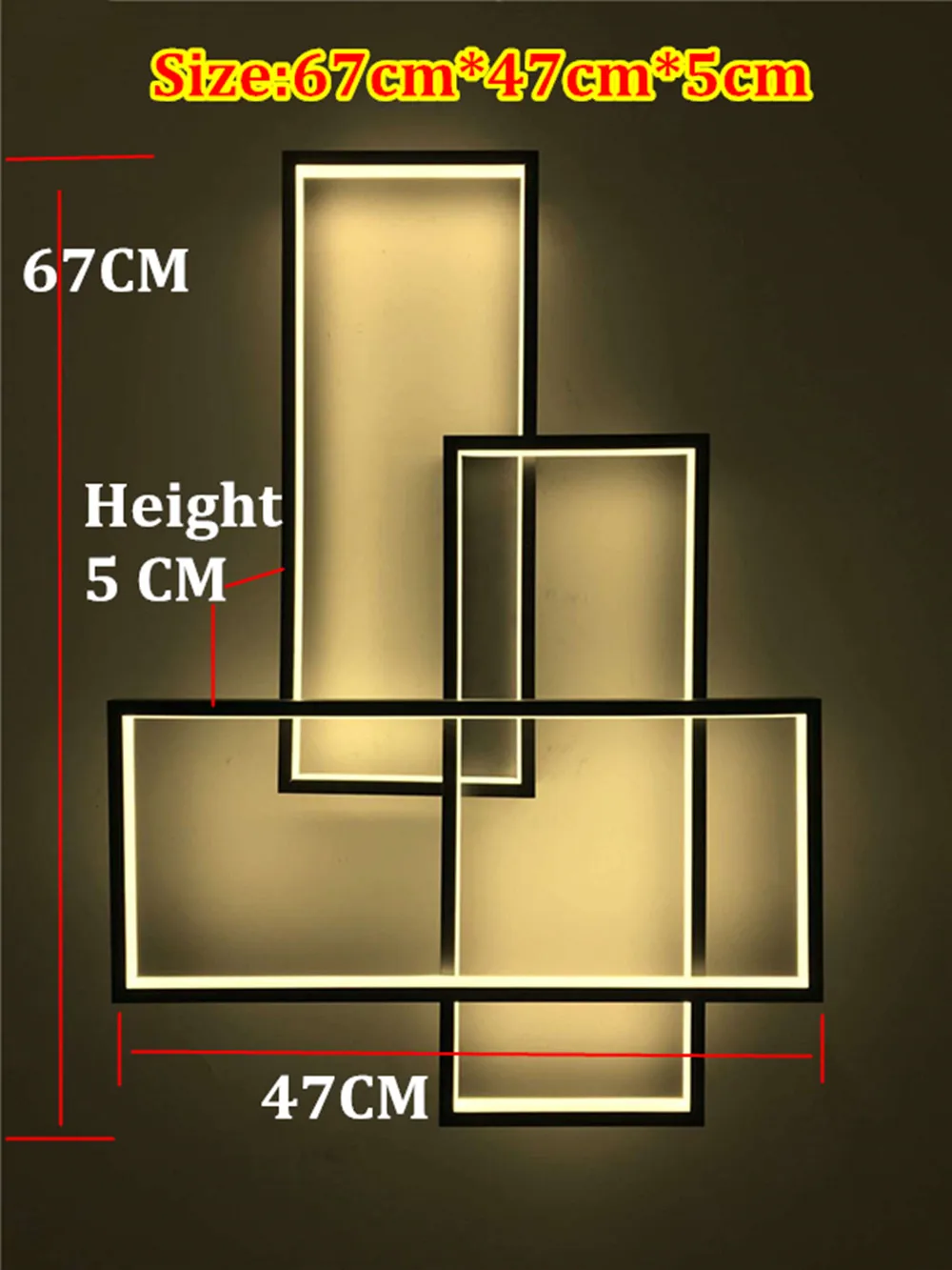 B Size 67x47x5cm Современный светодиодный настенный светильник для ванной комнаты, светодиодный светильник с регулируемой яркостью, кухонный светильник с дистанционным управлением, 110 В, 220 В, светильник, бра, настенные светильники - Цвет абажура: B Size 67x47x5cm