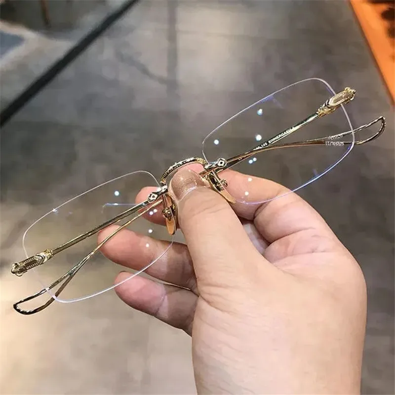 Myopia Glasses Ultralight Rimless Square Frame for Eyeglasses Frames Eyeglass Frames Square Eyeglasses Myopia Glasses Optical Glasses