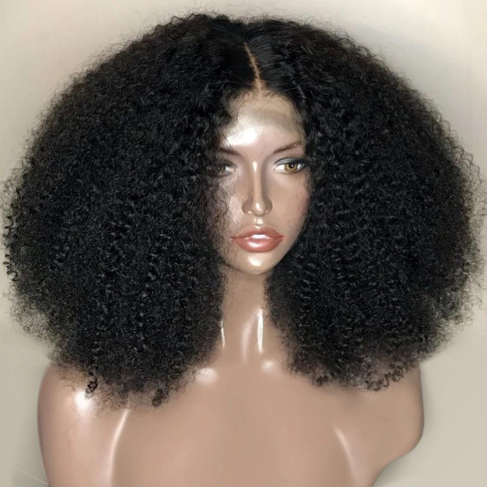 13*4 Короткие парики с кружевом 150% афро кудрявый парик из натуральных волос выщипывание отбеленные узлы Remy бразильские человеческие волосы парики Sassoon Bob