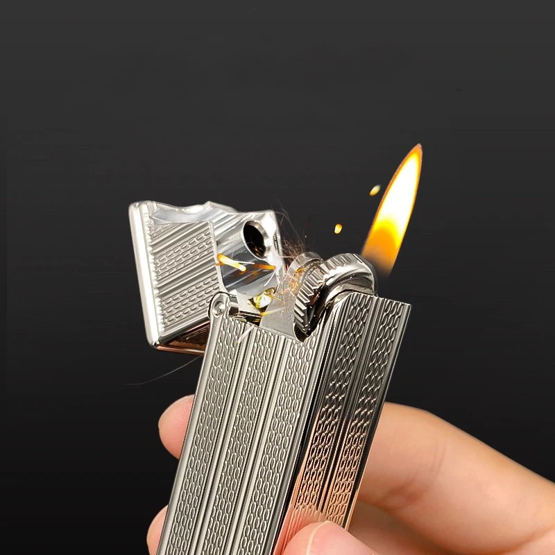 

Латунная керосиновая Зажигалка из чистой меди, боковое скольжение, скользящее колесо, кремневые зажигалки, коллекция антикварных игр, ценный подарок для мужчин