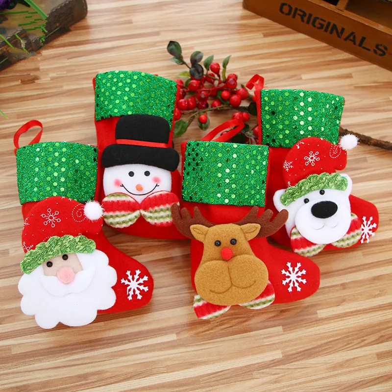 

Sequin Santa Clause Snowman Christmas Stockings Xmas Tree Hanging Ornaments Navidad 2019 Christmas Party Decoration for Home