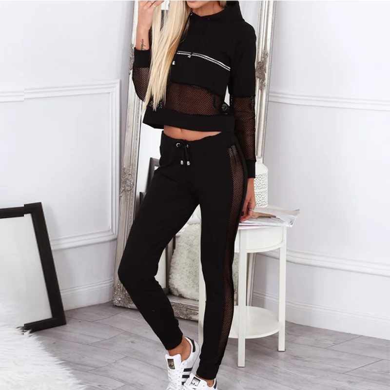 Женский комплект из двух предметов 2018 модный спортивный костюм женский зимний