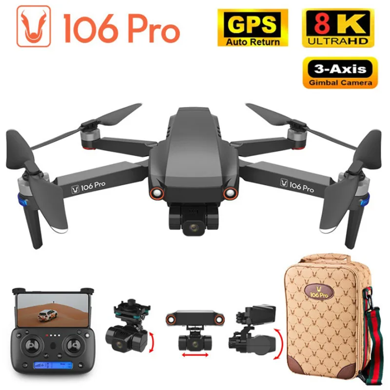 106 Pro GPS беспилотные летательные аппараты с 3-осевому гидростабилизатору 8K HD
