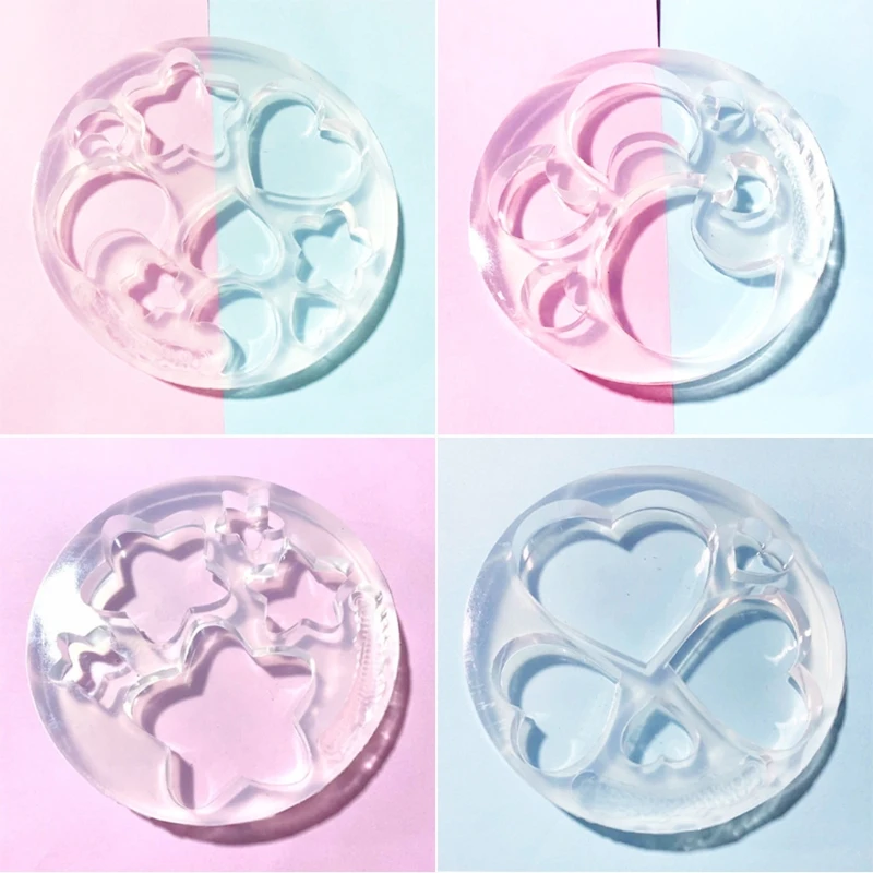 

Crystal Epoxy Resin Mold Love Heart Five-pointed Star Moon Shape Keychain Pendant Casting Silicone Mould DIY Crafts Jewelry Tool