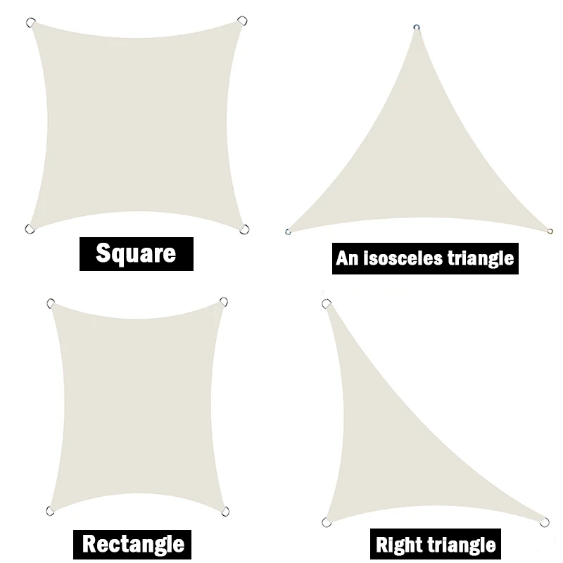 Description Picture 4 of itemMilky 300D Polyester Waterproof Sun Shade Fabric Sun Shelter Tent Outdoor Triangle Rectangle Awning Garden Terrace Sun Canopy